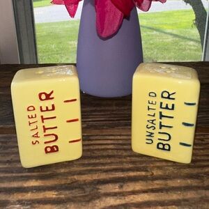 Salted and Unsalted Butter Salt and Pepper Shakers  NIB
